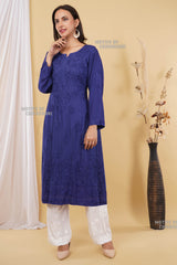 Shaayara Navy Blue Modal Chikankari Kurti